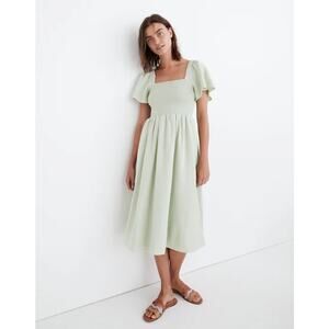 Madewell Linen-Blend Lucie Smocked Midi Dress